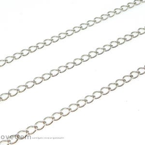 BC-150DB, Rhodium plated over Brass, 2.5mm Curb Chain, 150DB Chain, Making Necklace Extender chain
