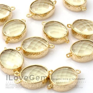 NP-1520 Gold plated, Jonquil, Framed Glass, Oval, Connector, 2pcs