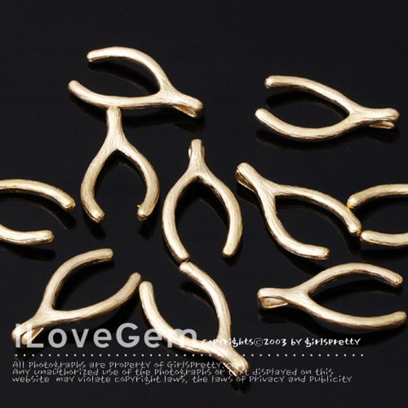 Wishbone Pendant Good Luck Charm Wishbone Charm Wishbone Necklace Pendant SALE 10pcs NP-1539 Matt Gold Plated Lucky Pendant