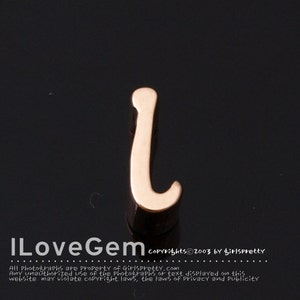 NP-1616 Rose Gold Plated, Cursive Alphabet, Lower case, Pendant, i, 2pcs/ Initial beads, Letter, Personalized, Customized jewelry