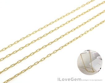 1meter, BC-260SB-Small, Gold Plated, 2X4.2mm Plain Oval Link Chain, Soldered Link Chain, Gold Link Bracelet Chain, Unique Chain