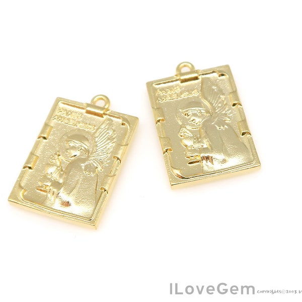 2pcs, NP-2189, Matt Gold Plated, Square Pendant, Gold Medallion, Layering Necklace Pendant