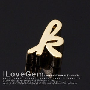NP-1616-GO, Gold Plated, Cursive Alphabet, Lower case, Pendant, k, 2pcs/ Initial beads, Letter, Personalized, Customized jewelry