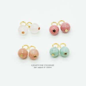 4pcs, Gemstone Charms For Necklace, Earrings, NP-2583, Gold Plated Brass, 8mm Gem Dangle, Add on Charms, Huggie Hoops Charm Gemstone