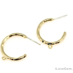 2pcs, M0145, Gold Plated, 19mm Hoop Earrings, Texture Hoop, 925 sterling silver post, Hoop Earrings for Women