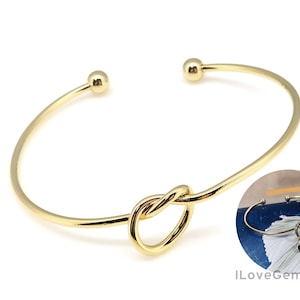 NP-2267, Glossy Gold Plated, Tie the Knot Bracelet, Love Knot Bangle, Bracelet Supply, Personalized Bracelet, Simple Wire Bangle
