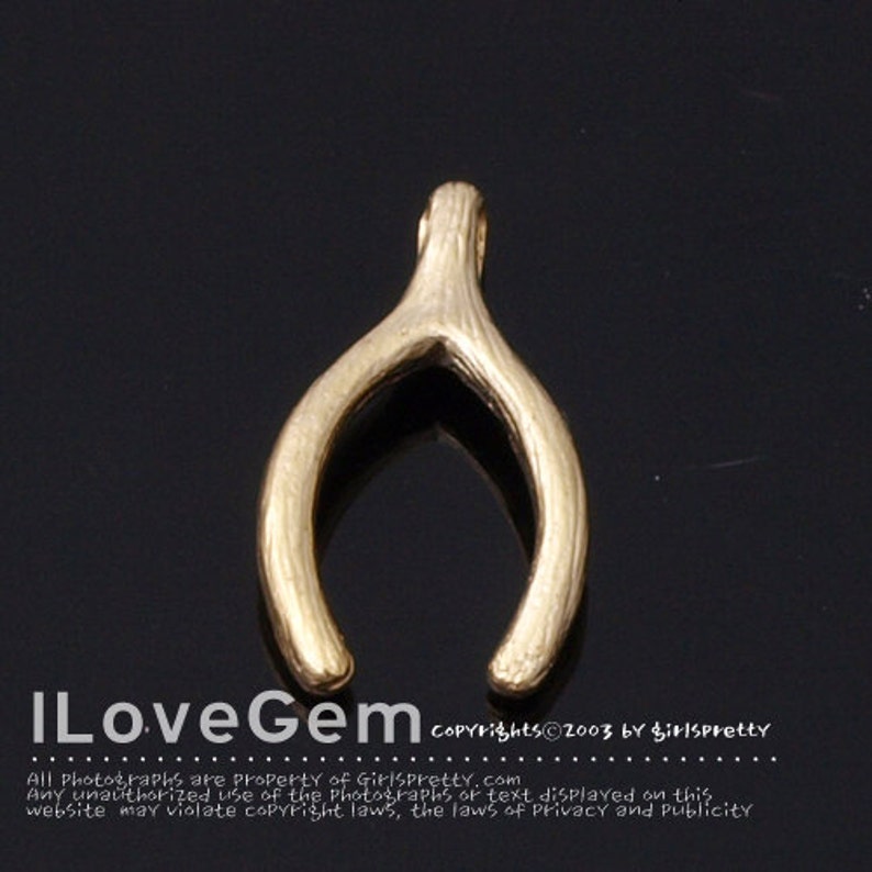 Wishbone Pendant Good Luck Charm Wishbone Charm Wishbone Necklace Pendant SALE 10pcs NP-1539 Matt Gold Plated Lucky Pendant