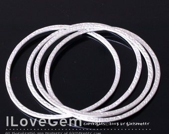 4pcs, NP-776 Matt Rhodium plated, 35mm, Textured Flat Ring Pendant, Circle Ring Pendant, Simple Ring connectors, Geometric Necklace Pendant