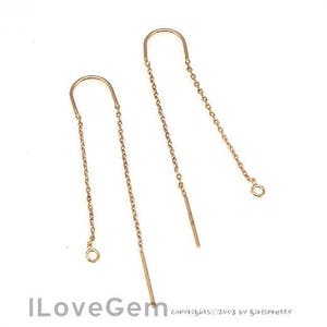 NP-1901 Rose Gold, U Ear Thread, 45mm, Long Chain Earrings, Ear Thread Earrings, Dainty Earrings, Thread Earring Component