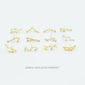 2PCS- Zodiac Sign Ear Stud, NP-2231, Nickel Free Gold Plated Brass, Constellation Stud Earrings