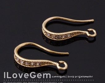 WSALE/ 20pcs// NP-1560 Gold plated over Brass, Wedding jewelry supplies, Earwire, S-zie, Wedding Earrings, Bridesmaid earhooks