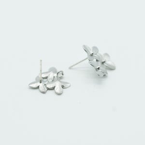 NP-232 Matt Rhodium Plated over Brass, Sakura Flower Earrings, Cherry Blossom Ear Stud, Wedding Jewelry, 925 sterling silver post image 2