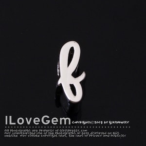 NP-1616 Rhodium Plated, Cursive Alphabet, Lower case, Pendant, f, 2pcs/ Initial beads, Letter, Personalized, Customized jewelry