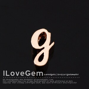 NP-1616 Rose Gold Plated, Cursive Alphabet, Lower case, Pendant, g, 2pcs/ Initial beads, Letter, Personalized, Customized jewelry