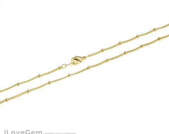 2pcs, NP-1994, 24" Necklace Chain, Gold Plated, 135SF Curb(B-1) with 2mm beads, Satellite chain, Delicate chains, 24 inch Chain