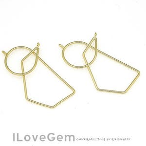 NP-1923 Gold Plated, Geometric Pendant, Statement necklace Pendant, 2pcs