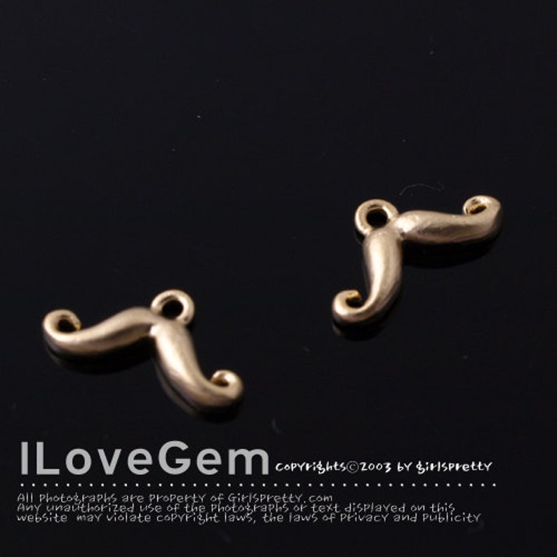 NP-1482 Matt Gold plated, mini mustache, pendant, 2pcs Bild 1