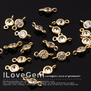 4mm Cubic Connectors, NP-1853, Gold Plated over Brass, 4mm Mini CZ Pendant, DIY Making Wedding Jewelry