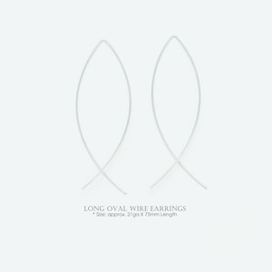 Long Oval Wire Earrings, NP-1800, Rhodium Plated Brass, 21ga X 75mm Length, Minimalist Long Hoop Ear Wires