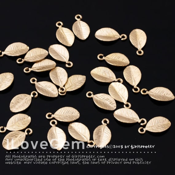 Tiny Leaf Charm, NP-1445, Matt Gold Plated Brass, 5.5X10.5mm, Mini Leaves Dangle Pendant, Making Personalized Jewelry