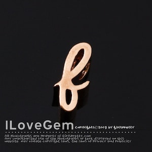 NP-1616 Rose Gold Plated, Cursive Alphabet, Lower case, Pendant, f, 2pcs/ Initial beads, Letter, Personalized, Customized jewelry