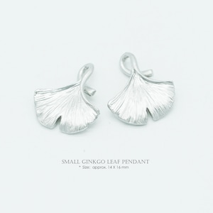 2PCS- Small Ginkgo Leaf Charm Pendant, NP-2865, Matte Rhodium Plated Brass, 14X16mm Botanical Leaf Jewelry Making Pendant