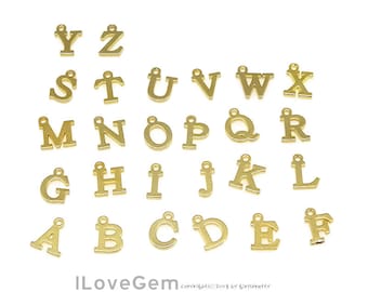 2pcs, Tiny Initial Pendant, 5mm Gold Alphabet Charm, Dainty Letter Charm, Personalized Jewelry Making Supply, NP-1953 Gold Plated Brass