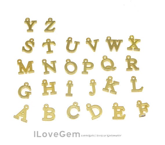 2pcs, Tiny Initial Pendant, 5mm Gold Alphabet Charm, Dainty Letter Charm, Personalized Jewelry Making Supply, NP-1953 Gold Plated Brass