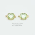 Lt. Peridot Green Color, 9mm Square Glass Connectors, P106, Gold Plated Brass, August Glass Birthstone product logo