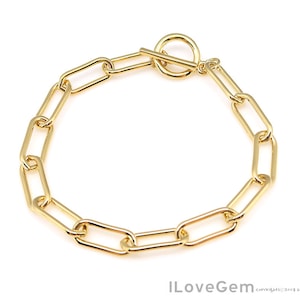 Paperclip Bracelet, NP-2170, 8&quot; Bracelet, Nickel Free Gold, 216SB Chain with Toggle Clasp, 8 inch Chain Link Bracelet, Premade Bracelet