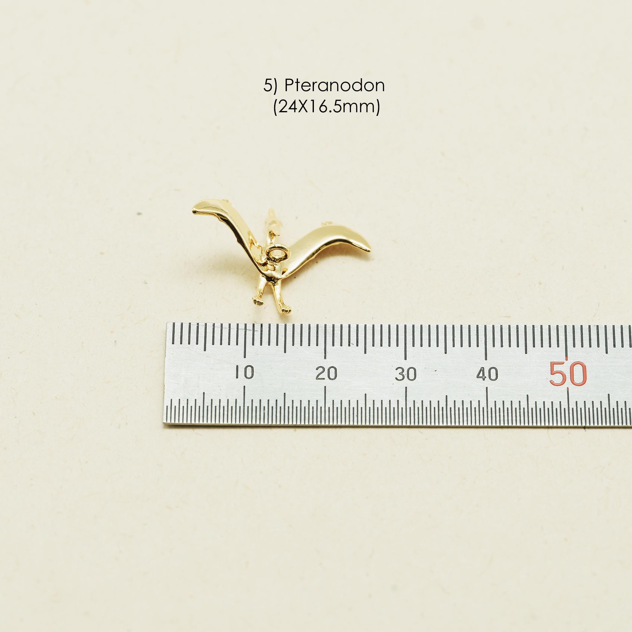 Gold Dinosaur Pendant, NP-2626, Gold Plated Brass, Animal Charm