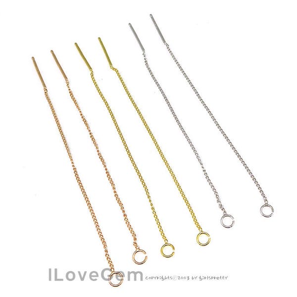 SALE/10pcs// S-503, 925 Sterling Silver, Ear Thread, 50mm, Long Chain Earrings, Ear Thread Earrings, Dainty Earrings, Choose Colors