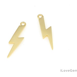 2pcs, NP-2283, Nickel Free Gold Plated, Small Thunderbolt Pendant, Lightning Necklace Charm, Lightning Bolt Pendant