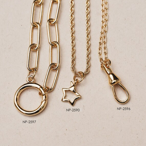 1PCS- Star Necklace Clasp, NP-2590, Gold Plated Brass, 12x14.5mm