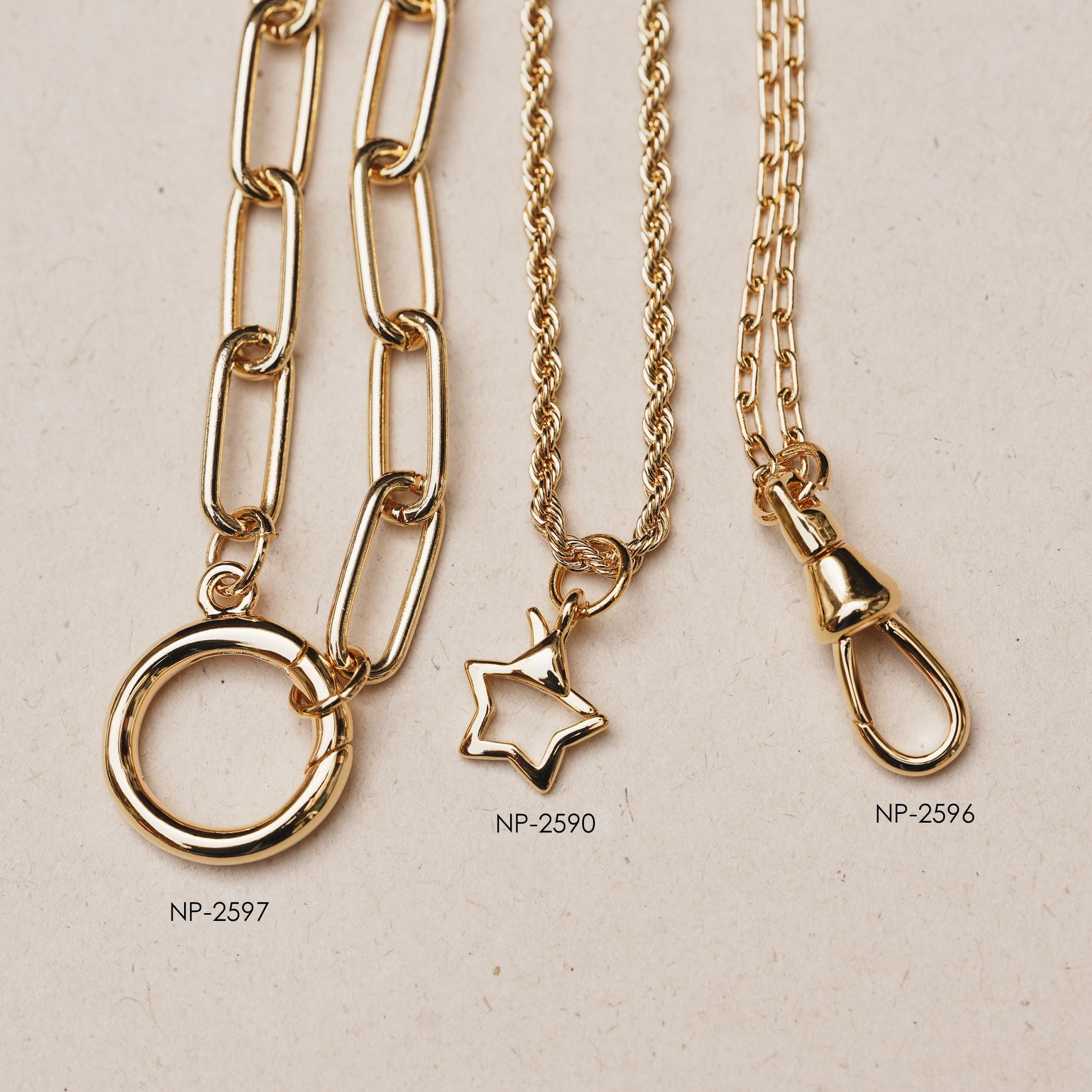 1PCS- Star Necklace Clasp, NP-2590, Gold Plated Brass, 12x14.5mm