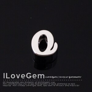 NP-1616 Rhodium Plated, Cursive Alphabet, Lower case, Pendant, o, 2pcs/ Initial beads, Letter, Personalized, Customized jewelry