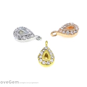 1 pcs, NP-1988, Clear CZ, Tiny Cubic teardrop dangle, 4.4X8mm, Small Cubic charm, Dainty cubic necklace pendant, Choose Colors