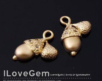 NP-1416 Matt Gold plated, Acorn, pendant, 2pcs