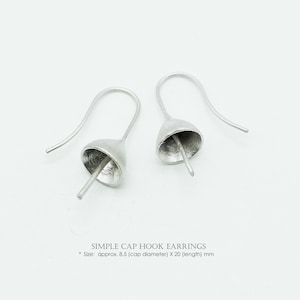 NP-609, Matte Rhodium plated over Brass, Simple cap with peg earwire, 925 sterling silver earwire