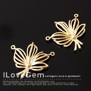 NP-1021 Matt Gold plated, Small maple leaf, Pendant. 2pcs Bild 1