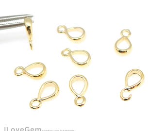 SALE/ 50pcs// NP-2054, Gold plated, 2X9mm, Simple Pendant Bail, Bail with Open Loop, Necklace Pendant Bail