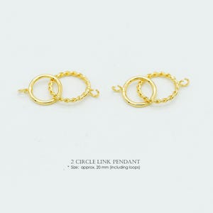 NP-2197, Gold Plated, 8mm and 10mm, Mini 2 Rings connectors, 2 Circle Link Pendant, Double Rings Pendant, Interlocking Bracelet Pendant