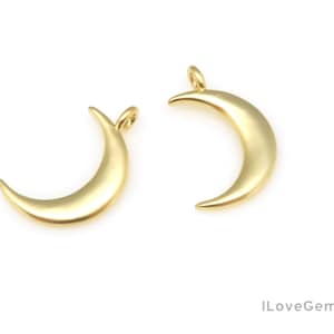 2pcs, NP-2298, Matt Gold Plated, Crescent Moon Pendant, Crescent Moon Necklace Pendant, Moon Charm, Layering Necklace Pendant