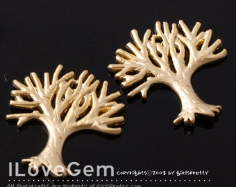 2pcs, NP-969 Matt Gold Plated, mini tree pendant, Tree charm, Tree necklace Pendant