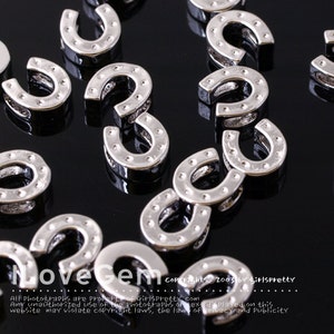 NP-1582, Rhodium Plated over Brass, Mini Horseshoe Pendant, Tiny Horseshoe Necklace Pendant, Horseshoe Charm