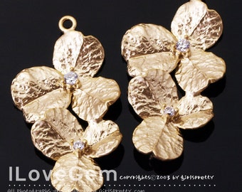 SALE/ 10pcs// NP-1334 Matt Gold, Double Flower Pendant, Flower Connector, Two Flower Necklace Pendant