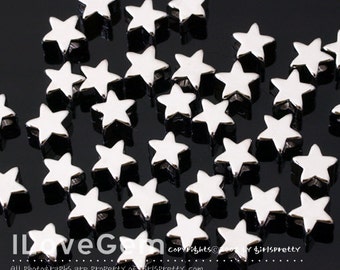 SALE/ 40pcs// NP-1330 Glossy Rhodium Plated, 5mm Mini Star Beads, Tiny Star Pendant, Dainty Necklace Pendant