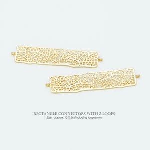 Rectangle Connectors with 2 Loops, NP-1719, Matte Gold Plated Brass, 12X56mm, Geometric Oblong Pendant, DIY Making Jewelry