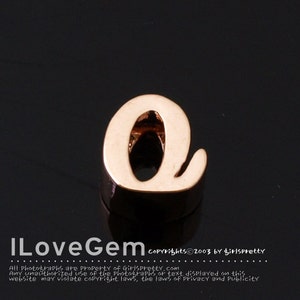 NP-1616 Rose Gold Plated, Cursive Alphabet, Lower case, Pendant, o, 2pcs/ Initial beads, Letter, Personalized, Customized jewelry