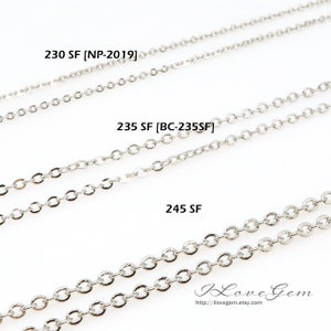 Essential Flat Cable Bulk Chain, BC-SF-Chain, Rhodium Plated over Brass, Oval Link Chain, For Making Necklace Bracelet
